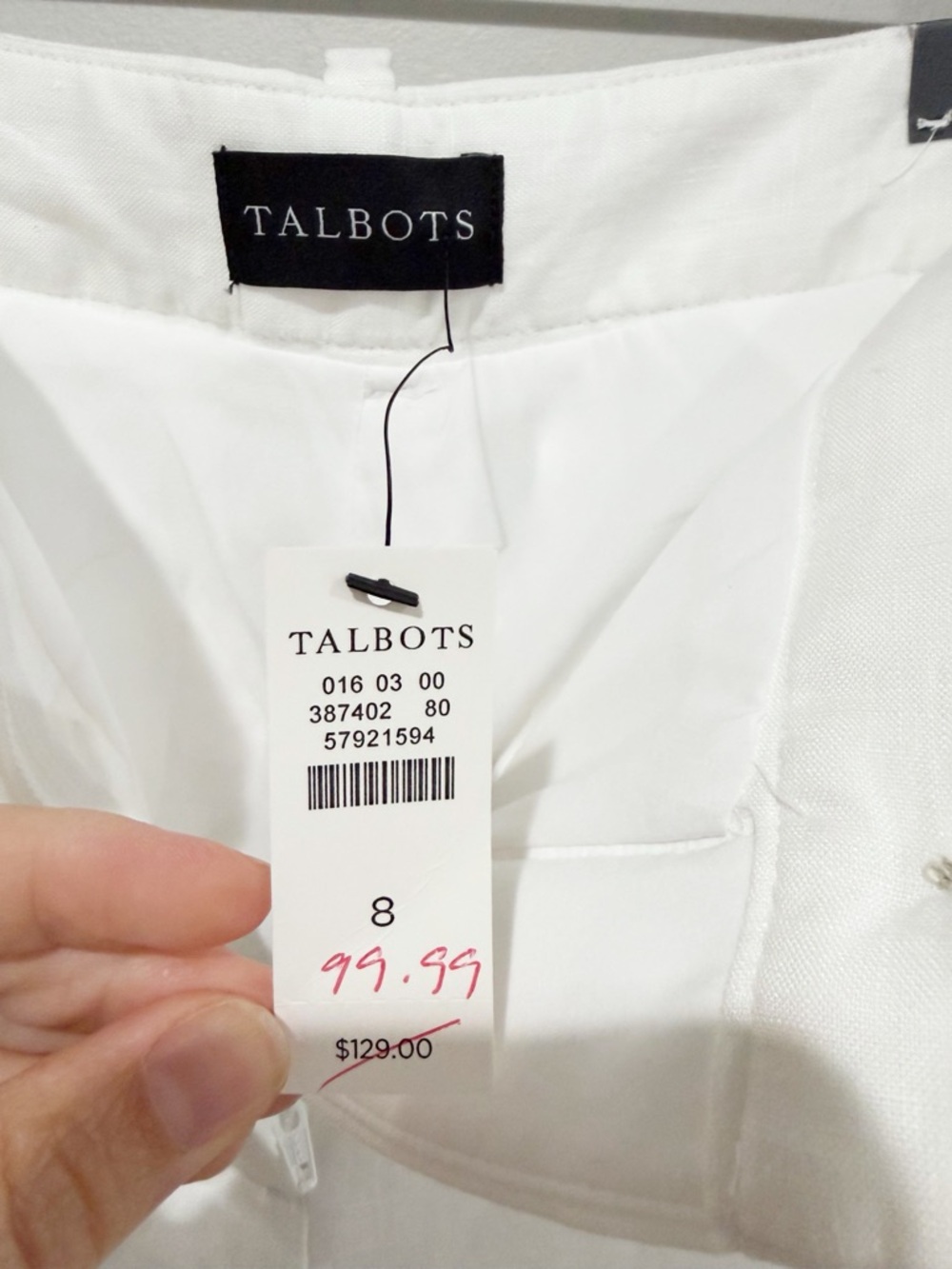 TALBOTS Southhampton Straight Leg Linen Pant White NEW Coastal Classic Size 8 - Picture 7 of 10